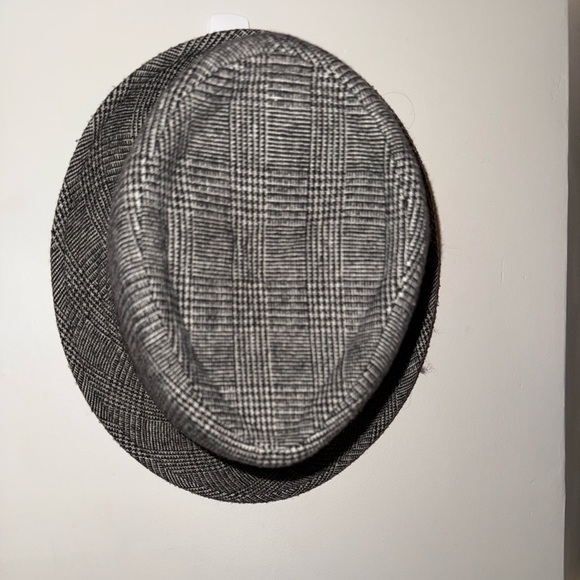 DAVID & YOUNG HOUNDSTOOTH BLACK AND WHITE WOOL BLEND FEDORA UNISEX - Picture 13 of 13